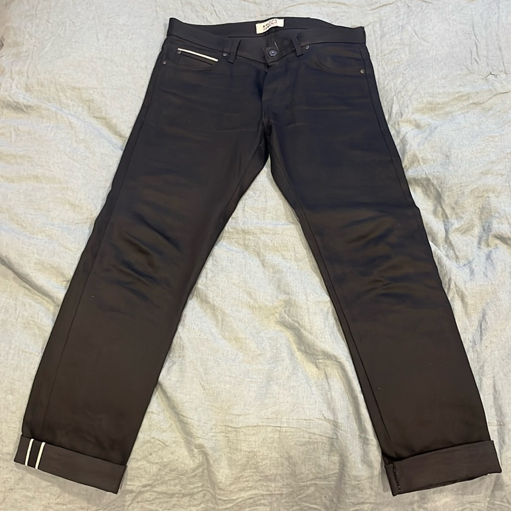 Naked & Famous Black Cobra Stretch Selvedge Denim, Super Guy, Size 34